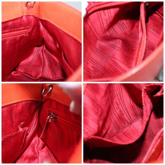 Salvatore Ferragamo Gancini Hand Bag Leather 2way Orange Auth - Picture 13 of 15